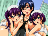 入院している男性患者を水着姿で診察する巨乳メガネ女医と美人ナースがフェラやパイズリでチンコの状態を診てくれて騎乗位で4Pで射精させちゃう乱交エッチ aniporn 無料エロアニメ動画