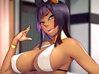 魔法のランプのように骨董品から煙と共に現れた褐色巨乳美女が下僕男性を相手にして長い封印で溜まっていた性欲を解消しちゃう痴女SEX aniporn 無料エロアニメ動画