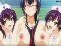 双子の愛らしい看護師と眼鏡の豊満おっぱい女医がレズ行為を主人公に披露して興奮させ病室で乱れまくるグループセックス YouJizz 無料エロアニメ動画