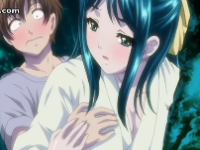 お祭りデート帰りの人気のない林で好きな男子と浴衣姿で隠れて野外エッチを楽しむ美少女 aniporn 無料エロアニメ動画